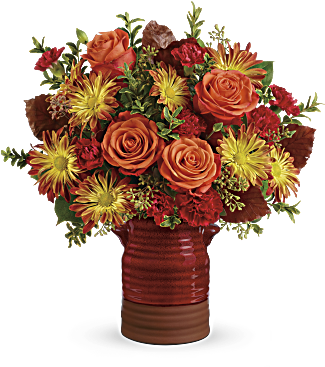 Heirloom Crock Bouquet - Teleflora Heirloom Crock (368x460), Png Download