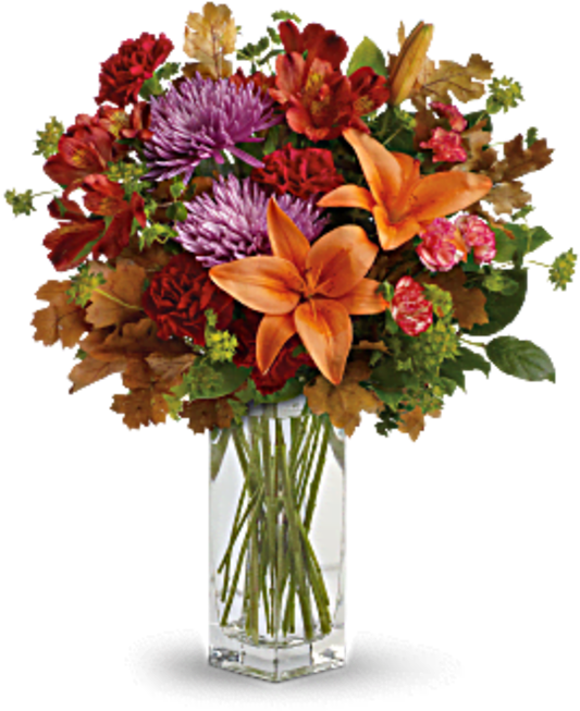 Fall Flowers - Autumn Garden Bouquet Fresh Flower Arrangement (600x673), Png Download