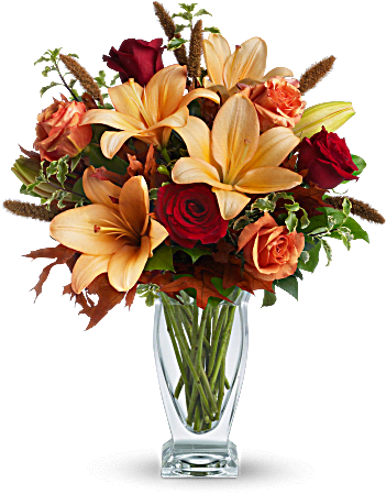 Fall Fantasia By Teleflora - Fall Funeral Flower Arrangements (368x460), Png Download