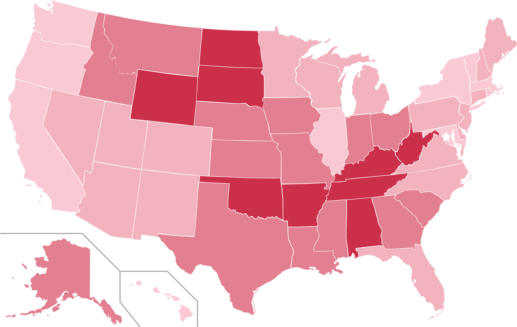 Open - Rich States Poor States Map (2000x1277), Png Download