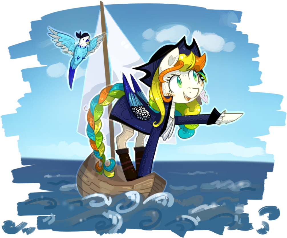 Kyaokay, Boat, Oc, Ocean, Oc Only, Parrot, Pirate, - Pirate Parrot (1024x839), Png Download