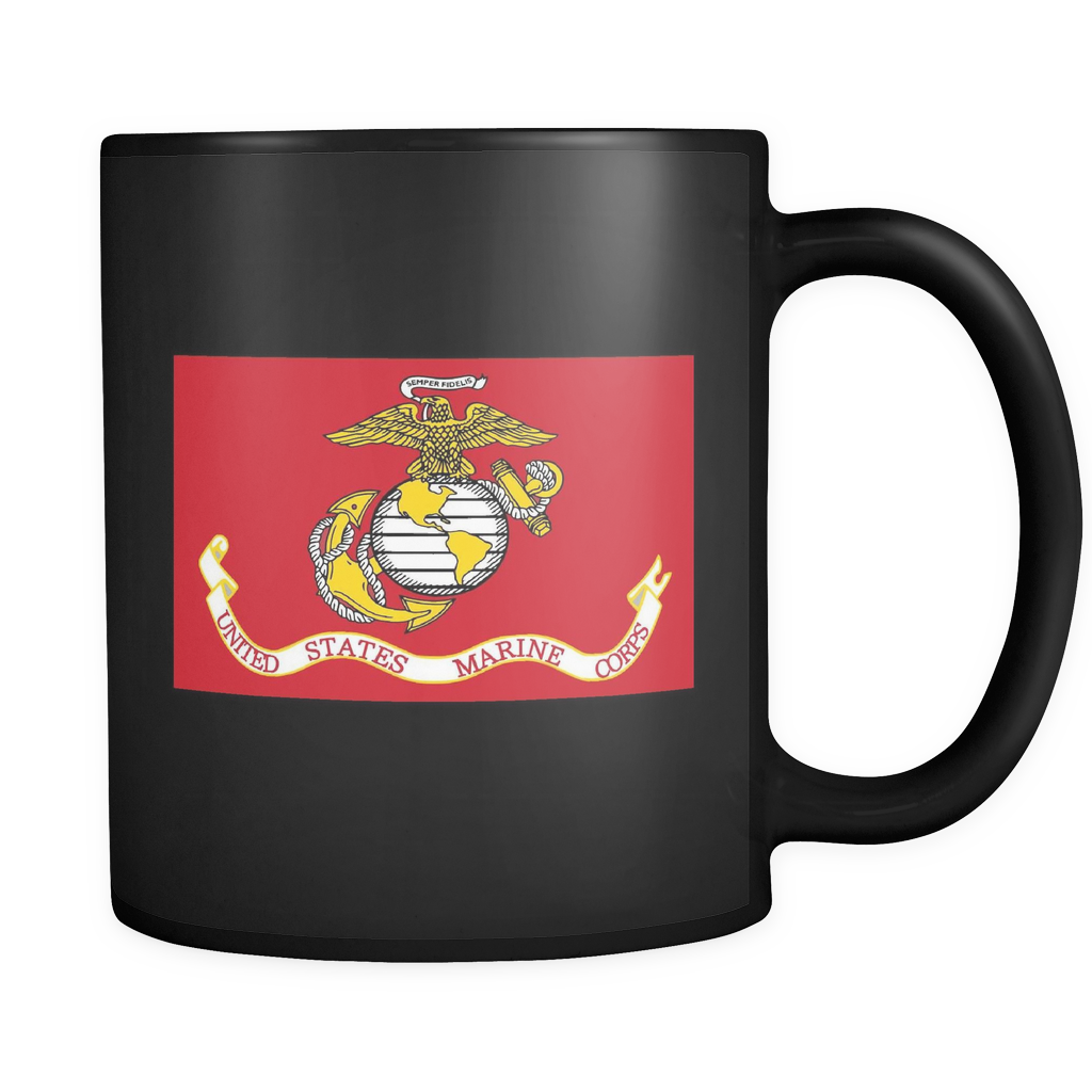Black Mug, Us Marine Corps Flag - Run On Caffeine And Cuss Words (1024x1024), Png Download
