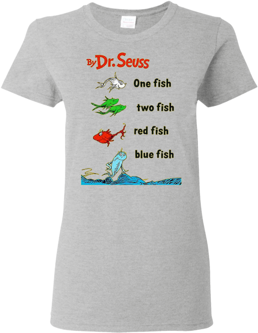 Dr Seuss One Fish Two Fish Red Fish Blue Fish T Shirt - One Fish, Two Fish, Red Fish, Blue Fish Book & (1155x1155), Png Download