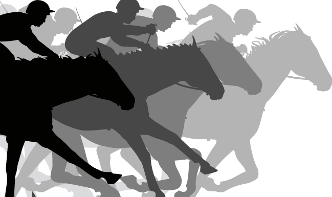Equicizer Races Are On At The Hoedown - Horse Racing Illustration Png (649x385), Png Download