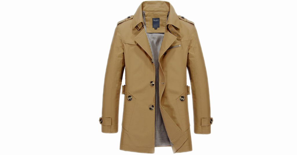 Trench Coat Png High Quality Image - Papijam Mens Vouge Cotton Long Belted Buttonup Outer (1024x536), Png Download