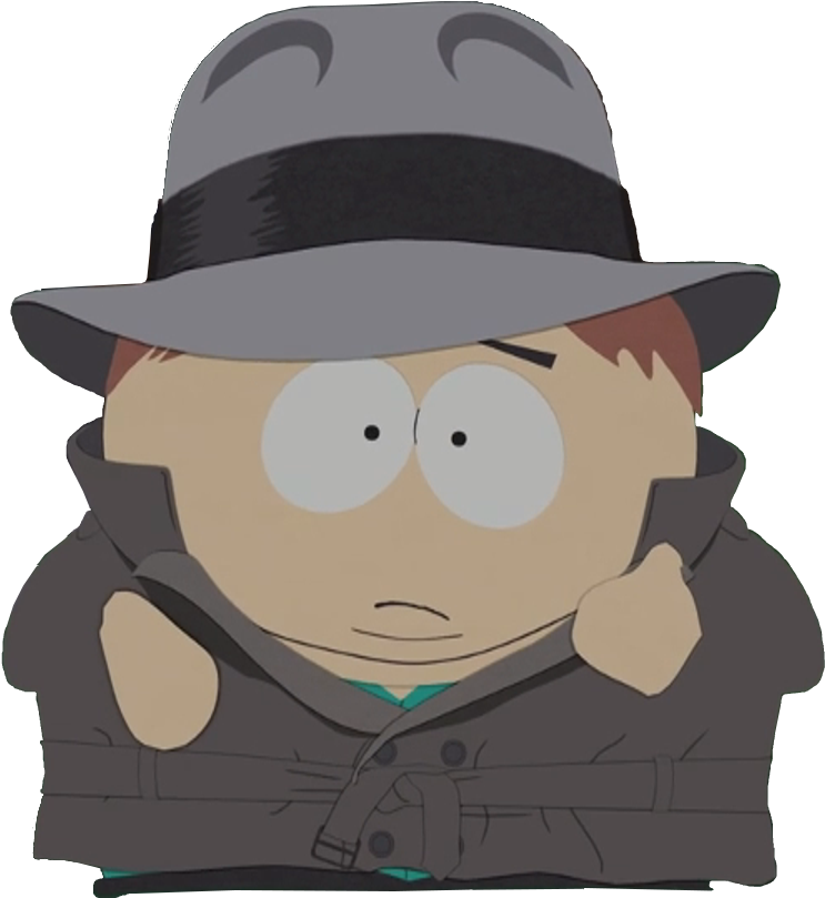 Trench Coat And Hat Cartman - Trench Coat Fedora Hat (770x828), Png Download