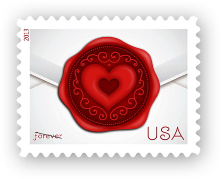 Love Stamp - Valentines Day Stamp (451x366), Png Download