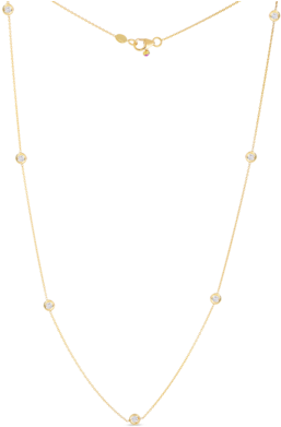 00 18k Yellow Gold Seven Diamond Station Necklace - Jewellery (480x480), Png Download