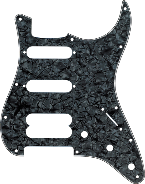 Fender Stratocaster Hss 11-hole Pick Guard Black Pearl - Fender Hss Pickguard Black (473x600), Png Download