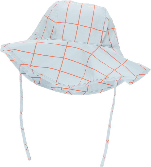 Tiny Cottons Grid Sun Hat - Cappello Griglia, Azzurro/arancio - Cotone Pima Taglia (960x720), Png Download