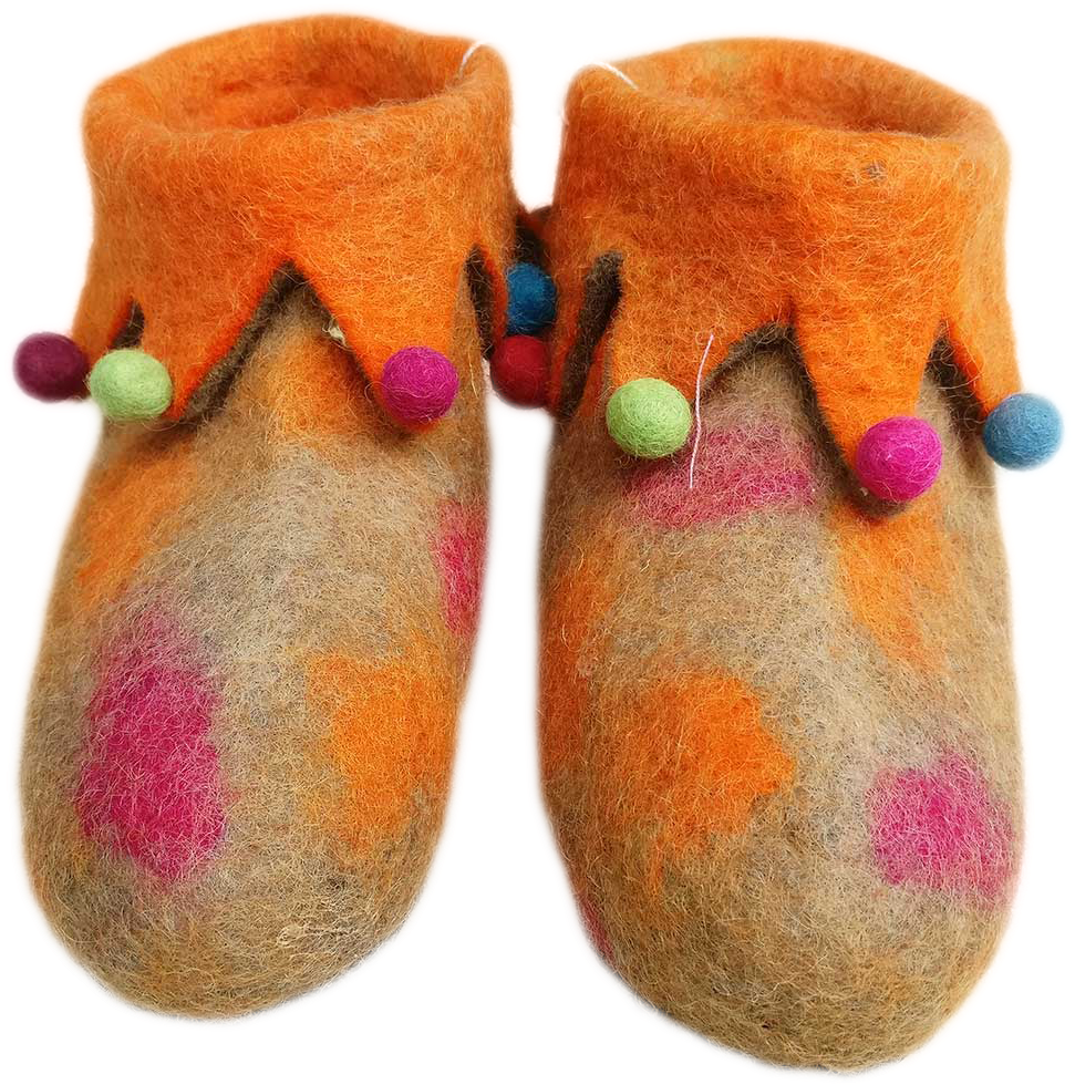 Orange Felt Shoe - Shoe (1000x1042), Png Download