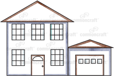 Large House With Garage - House (400x400), Png Download