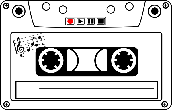 Cassette Tape Clipart Black And White (600x385), Png Download