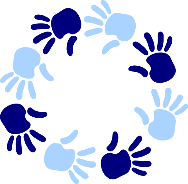 Blue Circle Of Hands Svg Clip Arts 600 X 588 Px (600x588), Png Download