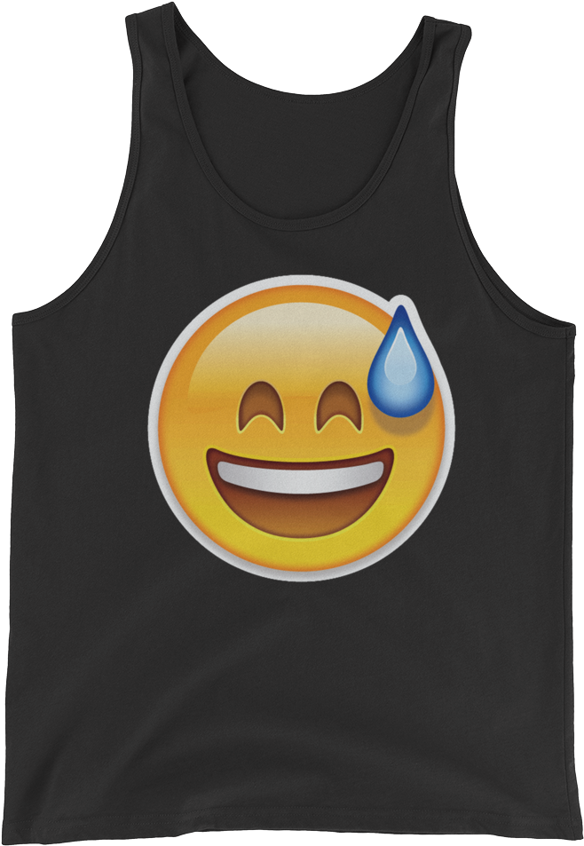 Men's Emoji Tank Top - Smiling Face With Open Mouth And Cold Sweat Emoticon (1000x1000), Png Download
