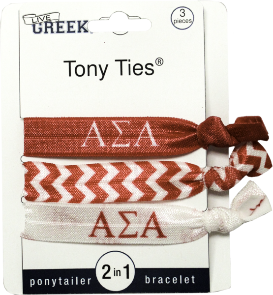 Alpha Sigma Alpha - Mia Tony Hair Ties Glitter, Gold, Silver, Black (555x600), Png Download