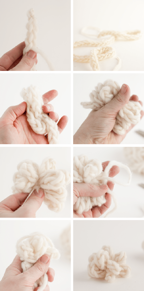 Finger Knit Yarn Gift Bows Diy - Finger Knitting (610x1231), Png Download