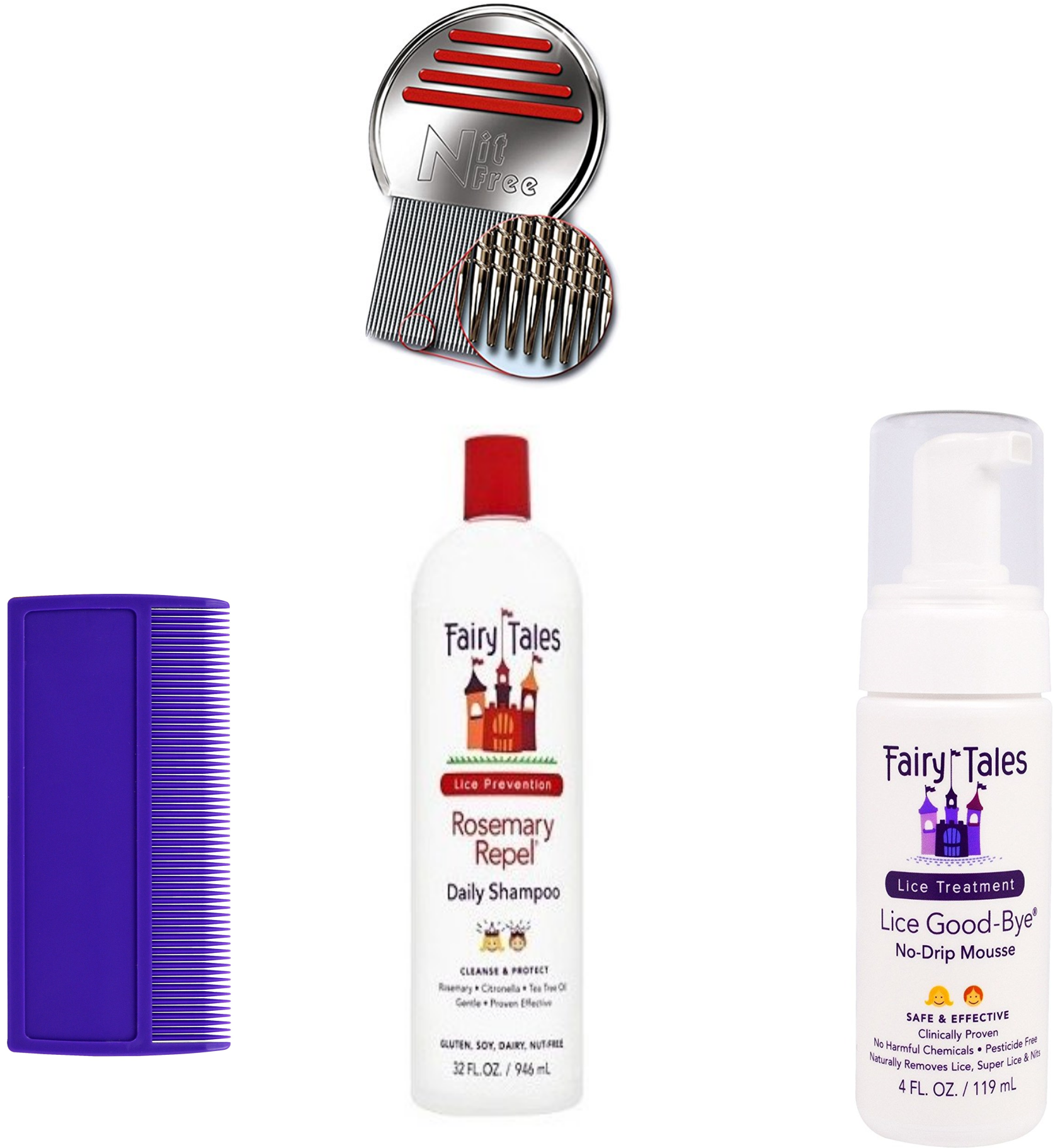 Fairy Tales Nits And Lice Prevention And Treatment - Levia Nit-free Terminator Comb - The Best Head Lice (1671x1834), Png Download