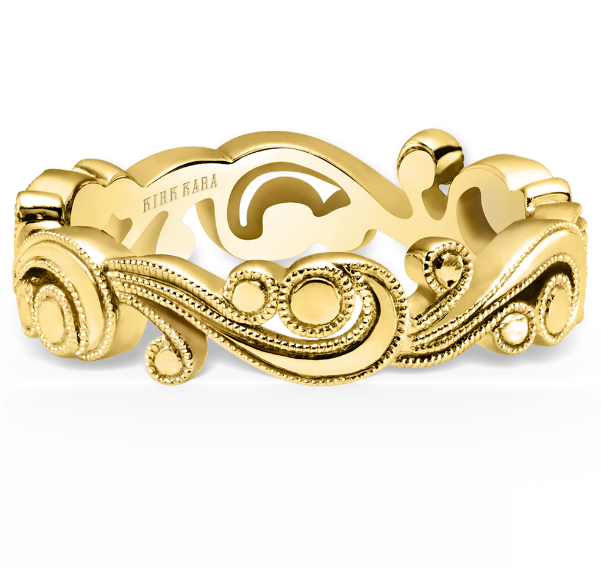 Kirk Kara "angelique" 18k Yellow Gold Plain Scrollwork - Kirk Kara Angelique 14k White Gold Plain Wedding Band (600x600), Png Download