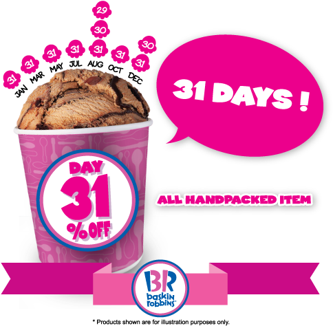 Baskin Robbins 31 Off Handpacked Items - Handpacked Item Baskin Robbin (550x508), Png Download