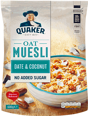 Oat Muesli Date & Coconut - Quaker Multigrain Flakes, Cranberry Apple - 17.2 Oz (400x400), Png Download