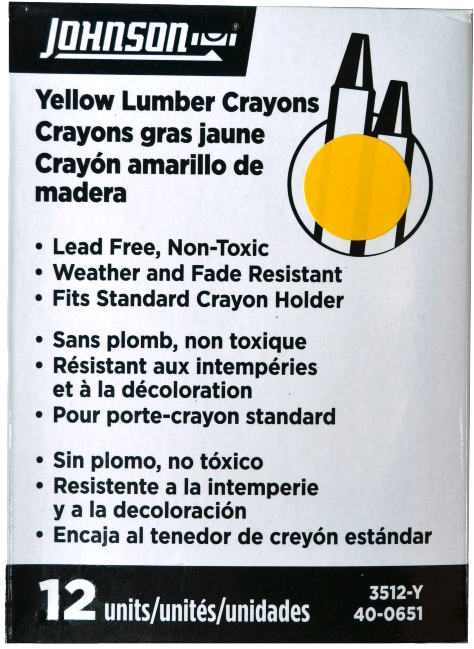 3512-y - Johnson Level 3512-y Yellow Lumber Crayon - 12 - Box (768x768), Png Download