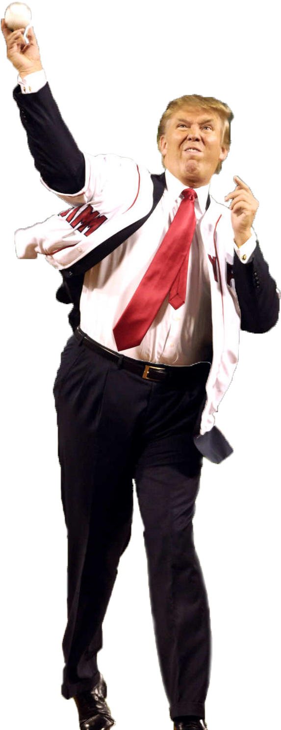 Persondonald Trump Throwing A First Pitch - Donald Trump Throwing (1058x1587), Png Download