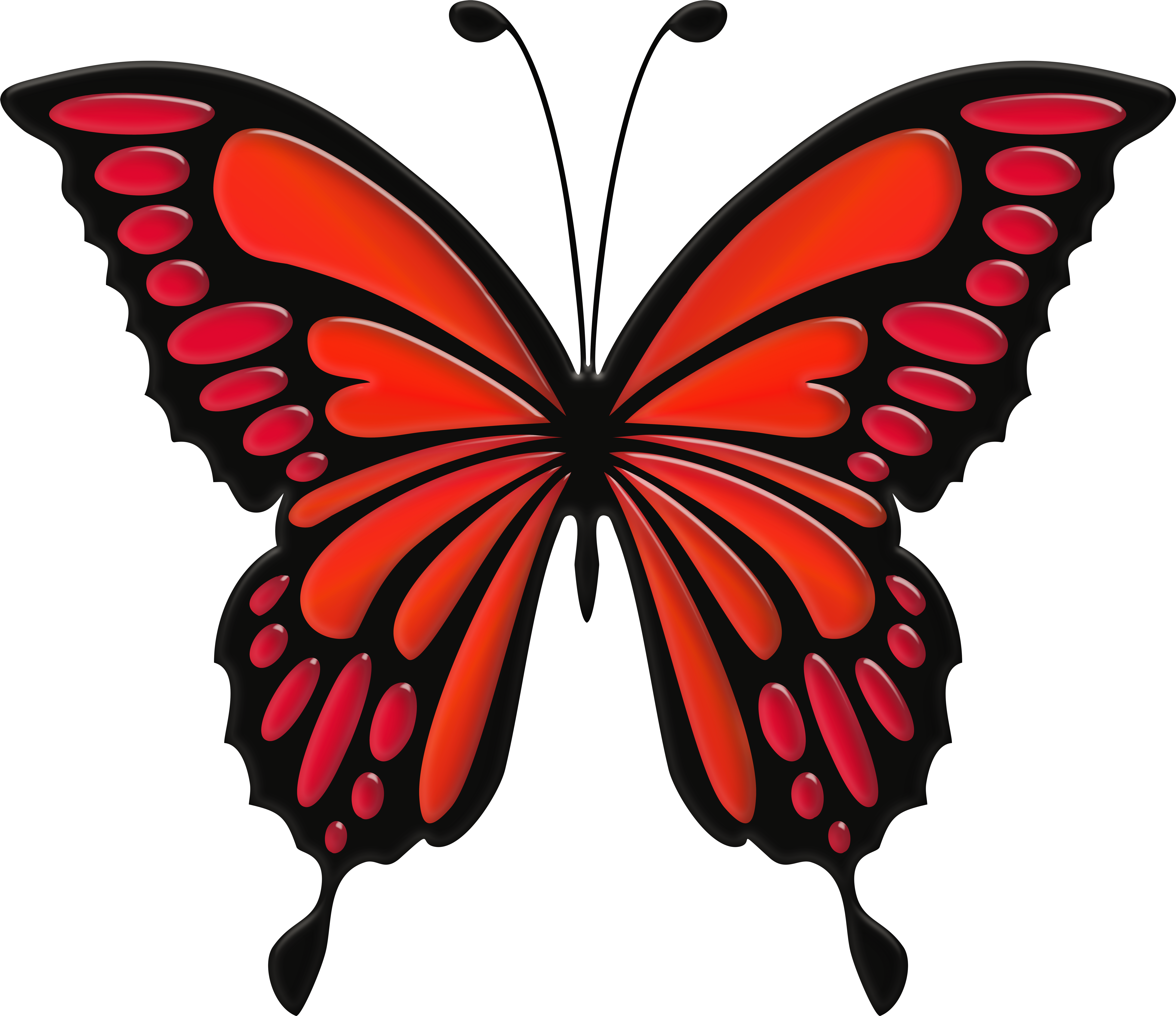 Red Butterfly Png (8000x6913), Png Download