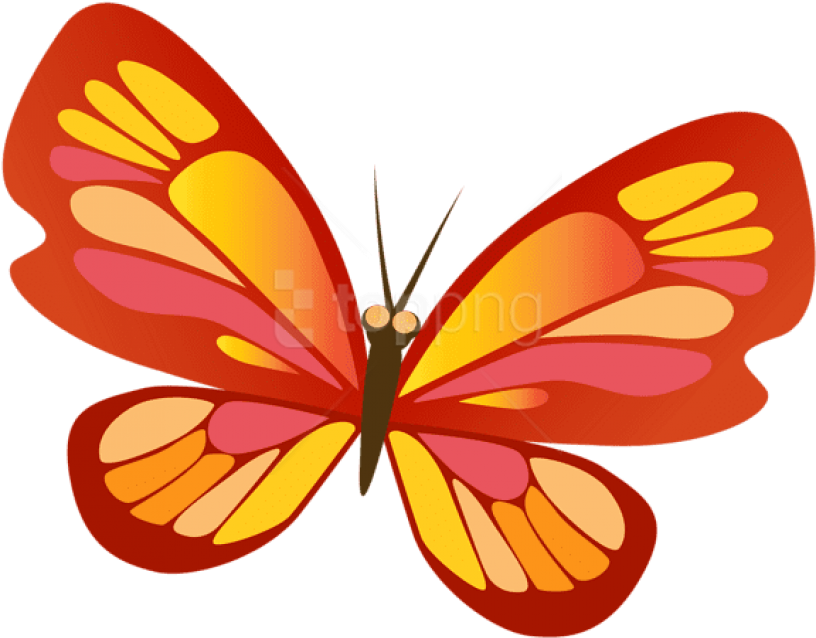 Butterfly With Red Png Image - Portable Network Graphics (600x472), Png Download