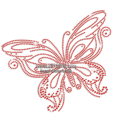 Pretty Red Butterfly Iron-on Rhinestone Transfer - Red (450x450), Png Download