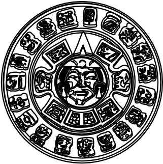 Gustavorezende Maya Mayan Sun Black White Line Art - Maya Civilization (555x785), Png Download