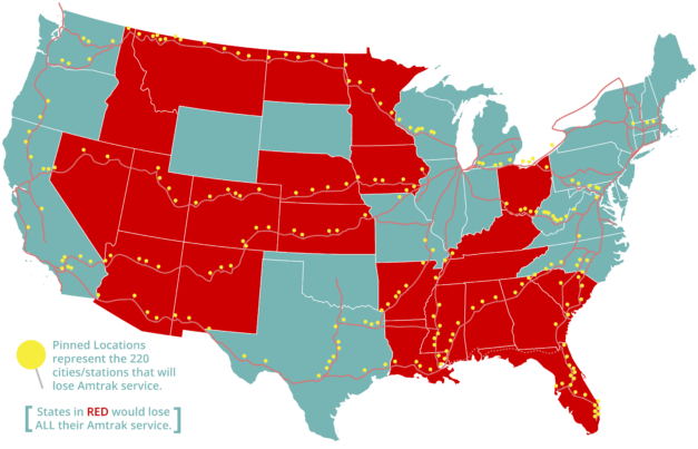 If Amtrak's Long-distance Service Is Forced To Shut - Red And Blue States 2017 (700x428), Png Download