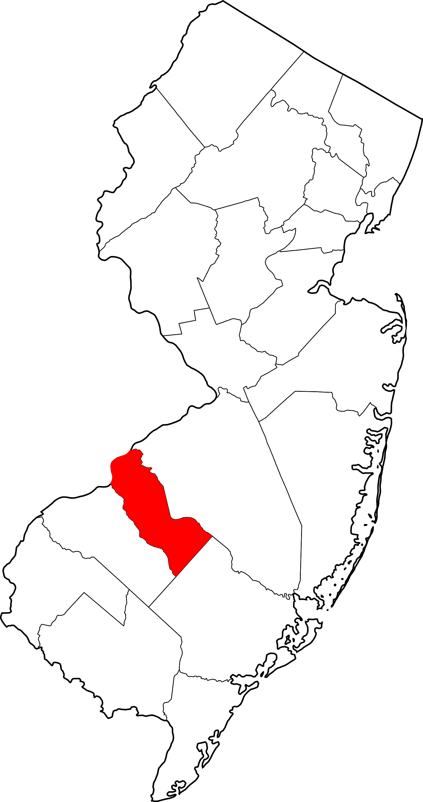 Map Of New Jersey Highlighting Camden County - Cape May County New Jersey Map (1426x2700), Png Download