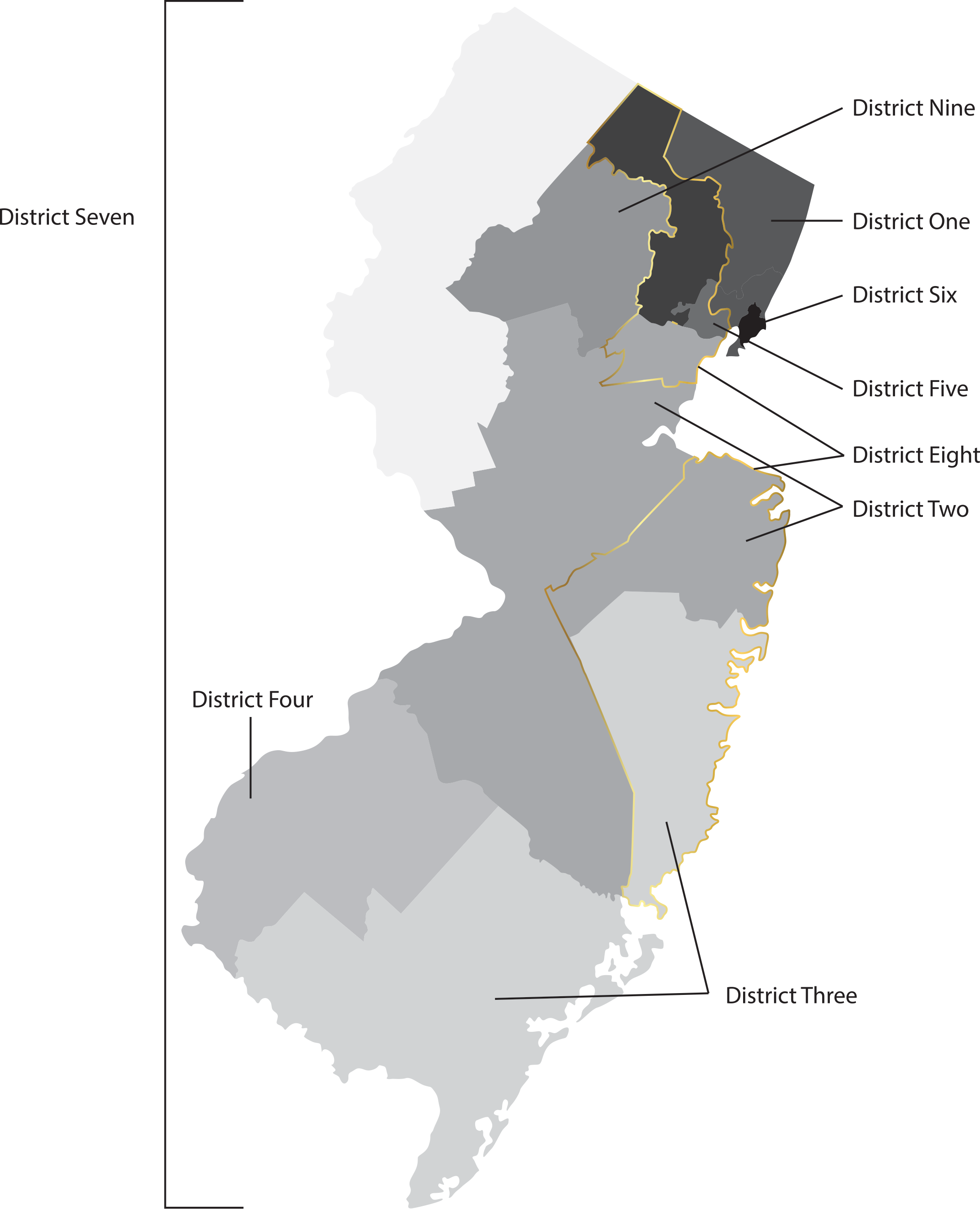 Njoutline Districtsoutlined - New Jersey Map (2180x2688), Png Download