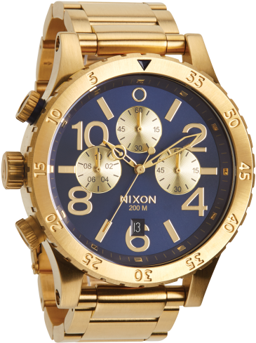 Nixon The 48&ndash - Gold Nixon Watch With Blue Face (560x560), Png Download