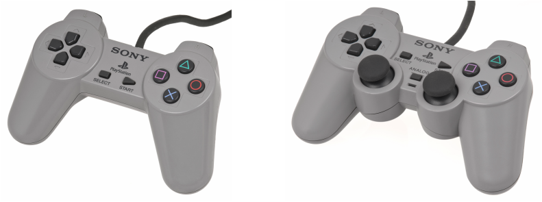 On The Left Is The Controller For The Playstation - Sony Dual Shock Gamepad - 12 Button - Green (791x295), Png Download
