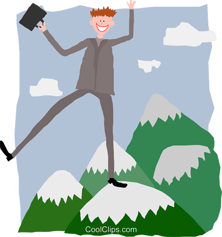 Business Man On Mountain Peak Royalty Free Vector Clip - Old Man Of The Mountain (450x480), Png Download