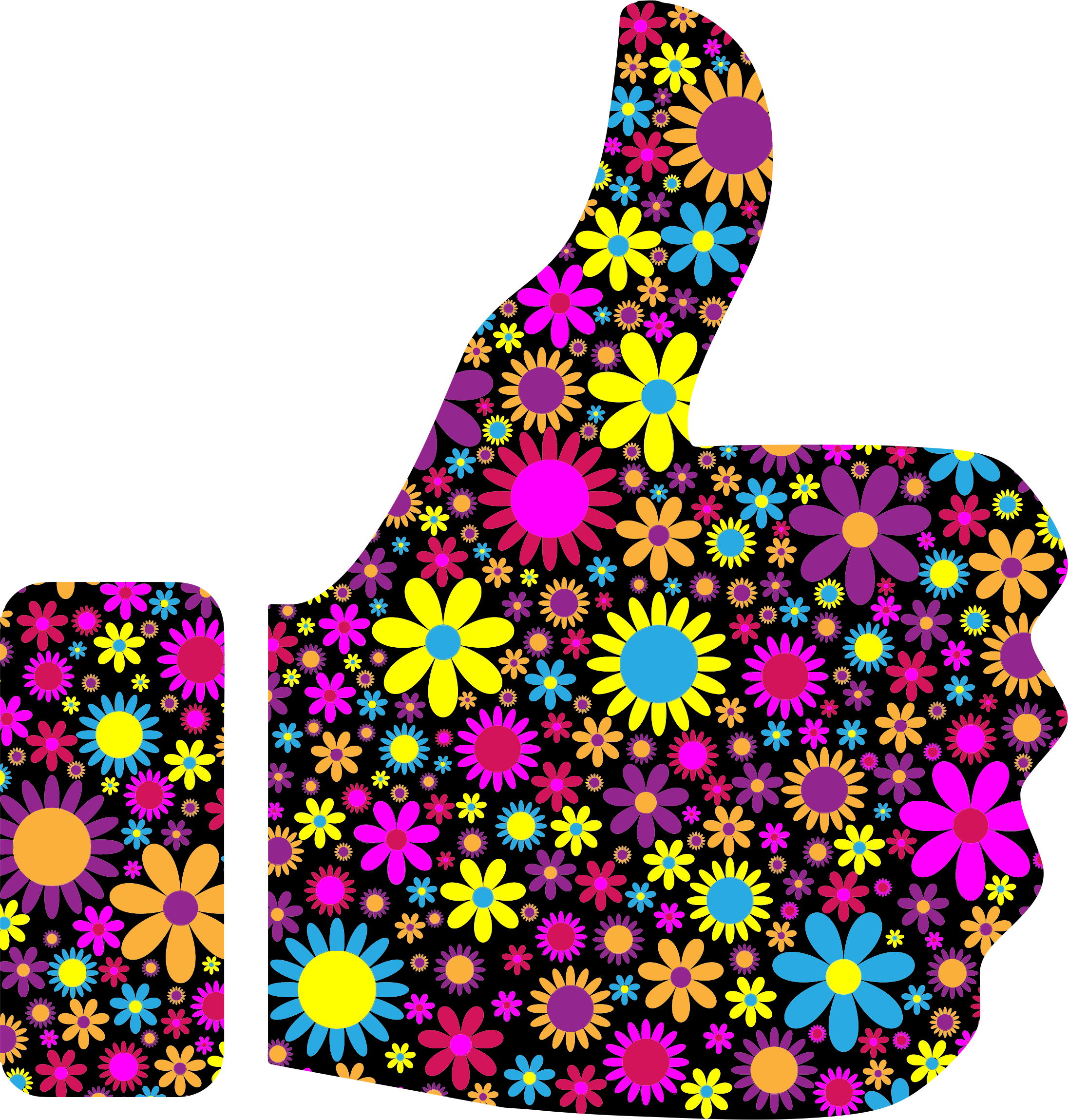This Free Icons Png Design Of Floral Thumbs Up Silhouette (2192x2298), Png Download