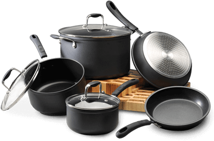 Black Pots And Pans - Cookware And Bakeware (507x297), Png Download