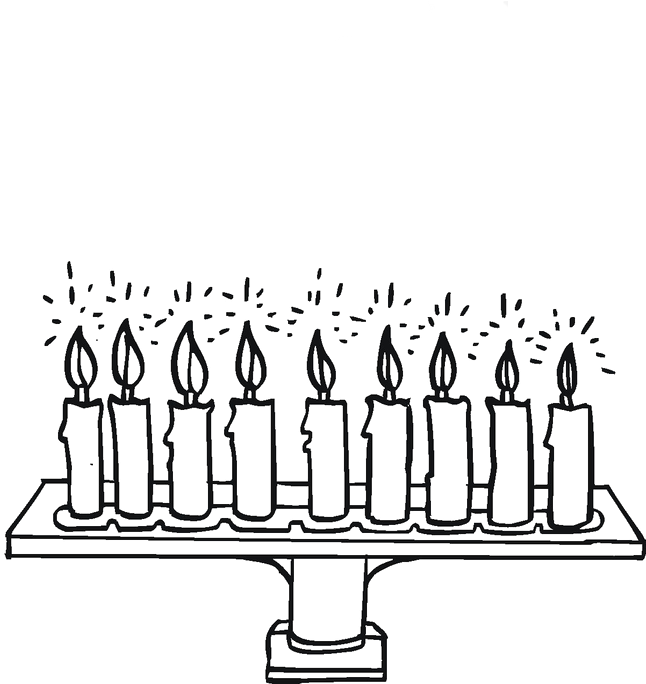 Menorah Candles Coloring Pages - Illustration (645x819), Png Download