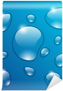 Transparent Water Drops On Blue Background Wall Mural - Wallpaper (400x400), Png Download