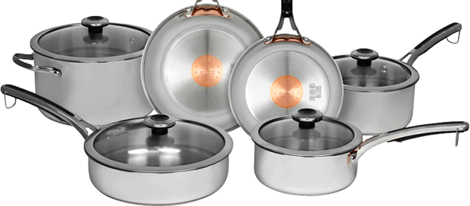 Stainless Steel - Revere Copper Confidence Core 10-pc. Stainless Steel (665x292), Png Download