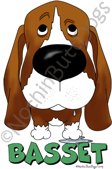 Big Nose Basset Hound Dark Colored T-shirts - Bassetdrooldark Square Sticker 3" X 3" (300x400), Png Download
