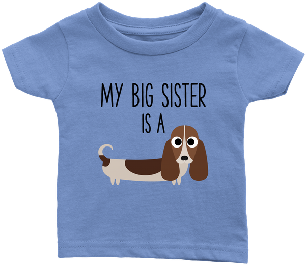 My Big Sister Is A Basset Hound Baby T-shirt, Funny - Baby Onesie Funny Quote Throw Up (600x600), Png Download
