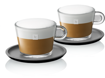 2 View Cappuccino Cups - Nespresso Glass Cappuccino Cup & Saucer (378x378), Png Download