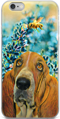 Basset Hound Iphone Case - Frühlings-lavendel Mit Bienen-lila Blumen Geschenkanhänger (580x580), Png Download