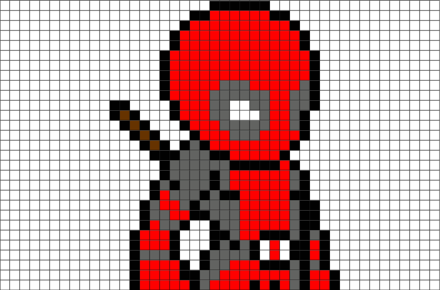 Deadpool Pixel Art (880x581), Png Download