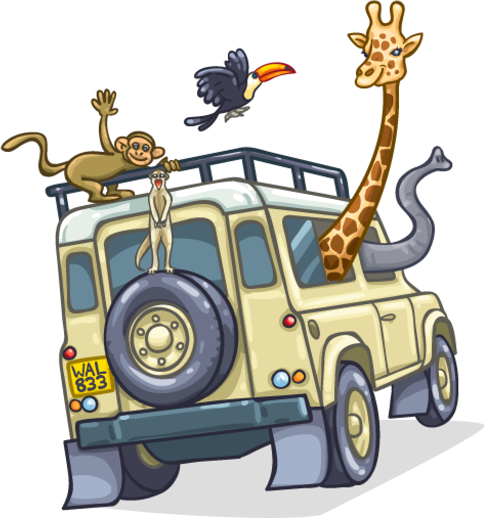 Safari Animals - Safari Car With Animals (1024x1024), Png Download