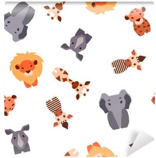 Vector Seamless Pattern With Safari Animals Wall Mural - Animal (400x400), Png Download