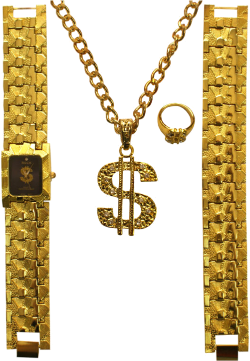 Gold Chain Gangster Clipart - Fancy Dress Bling (500x793), Png Download